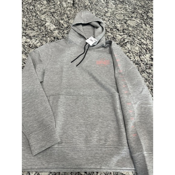 Grey Men's American Eagle Logo Sleeve Hoodie Sweatshirt Size L - Picture 1 of 11